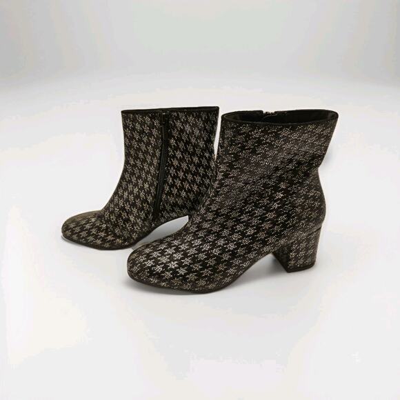 Impo Jarles Ankle Silver Black Houndstooth Sequin Booties/Boots Zip Size‎ 7 M - Picture 2 of 9